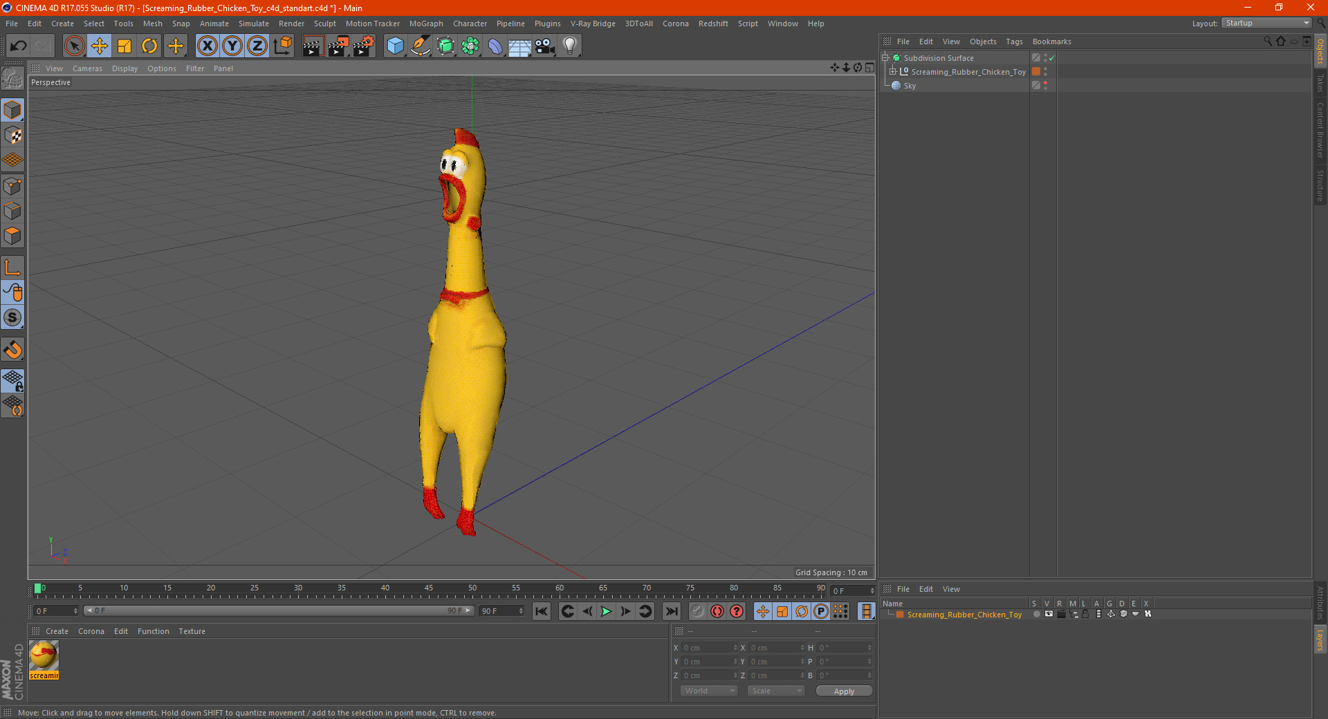 3D Screaming Rubber Chicken Toy model