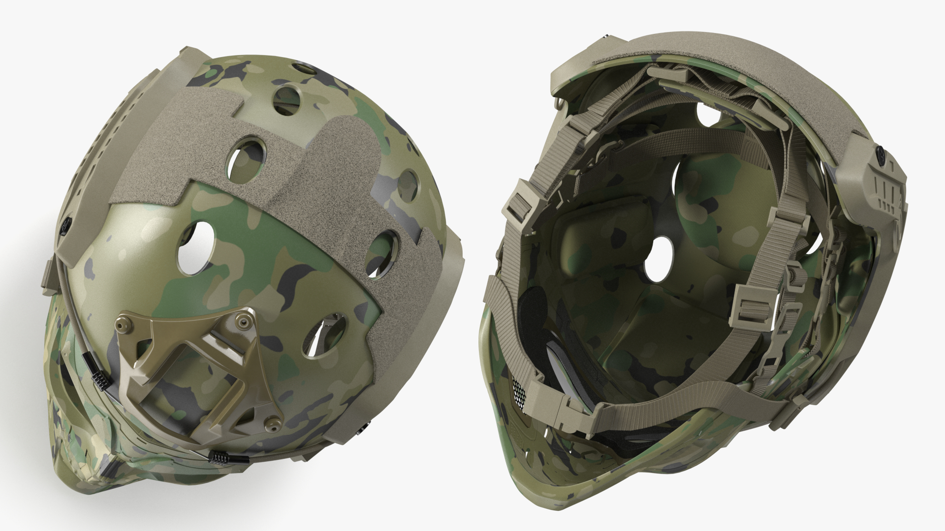 3D Camouflage Airsoft Tactical Helmet and Mask model