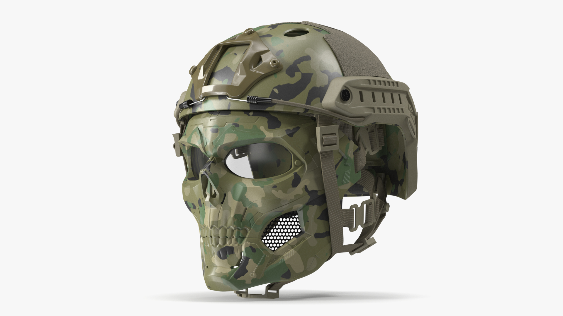 3D Camouflage Airsoft Tactical Helmet and Mask model