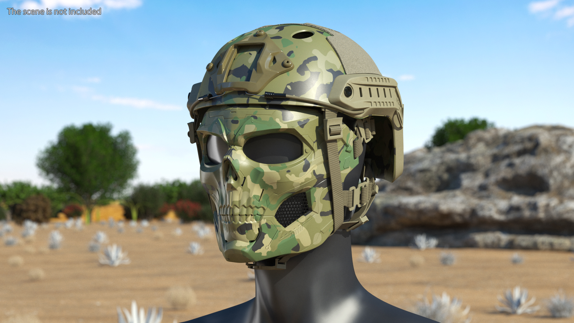 3D Camouflage Airsoft Tactical Helmet and Mask model