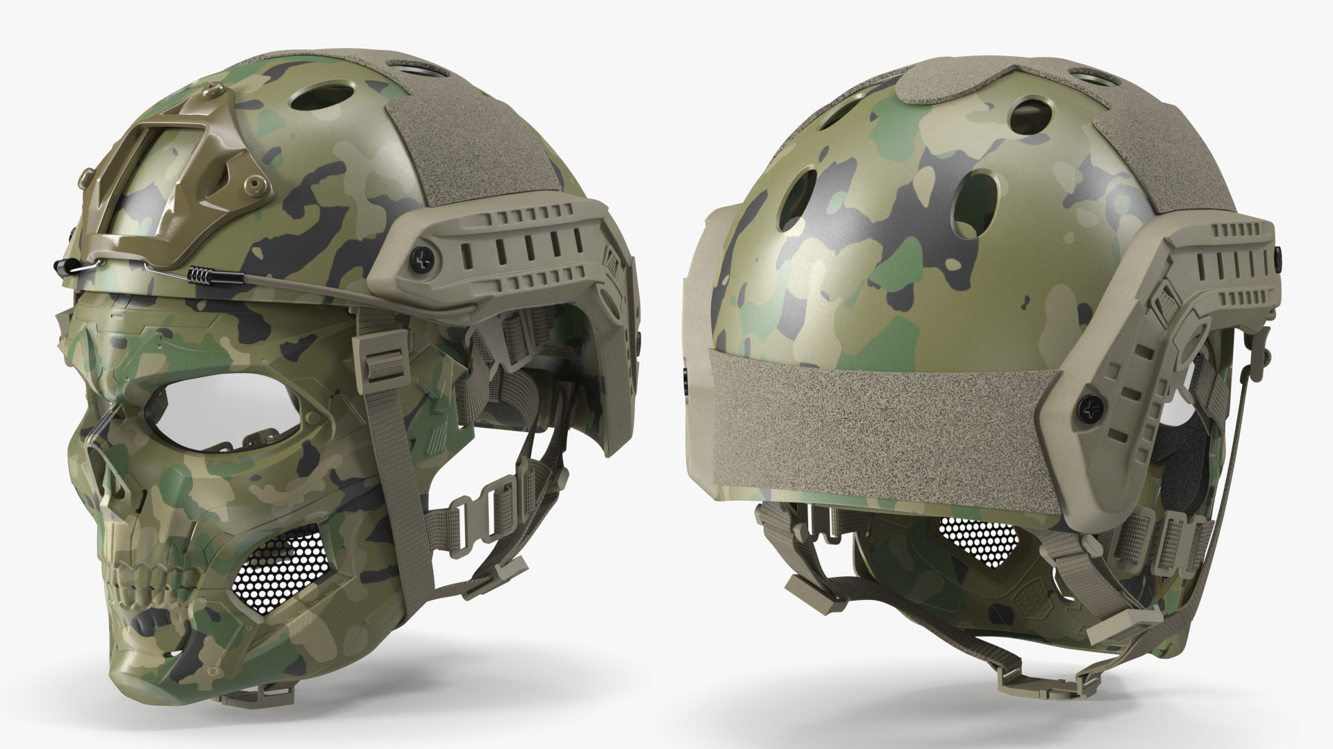3D Camouflage Airsoft Tactical Helmet and Mask model