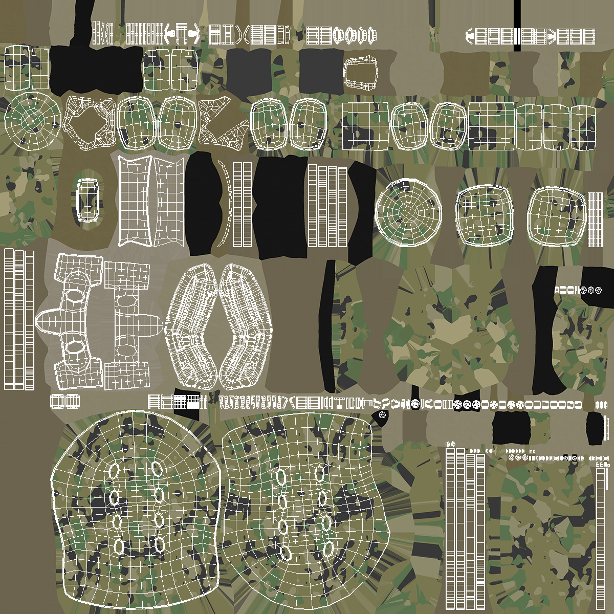 3D Camouflage Airsoft Tactical Helmet and Mask model