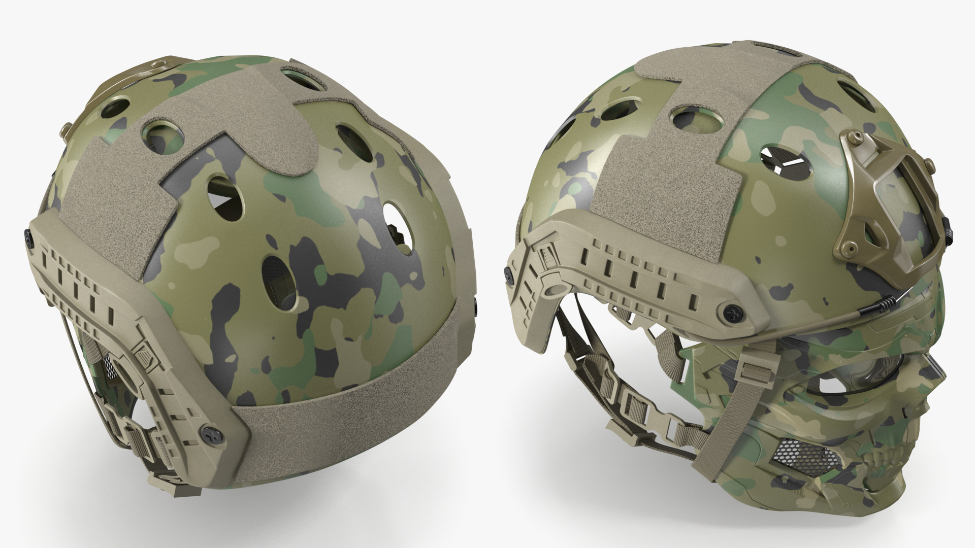 3D Camouflage Airsoft Tactical Helmet and Mask model