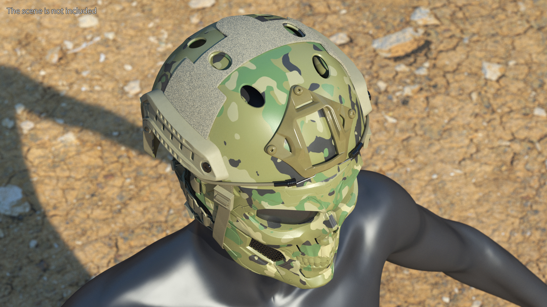3D Camouflage Airsoft Tactical Helmet and Mask model