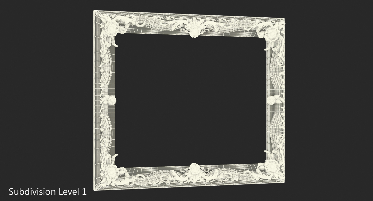Ornate Vintage Baroque Antique Gold Picture Frame 3D model