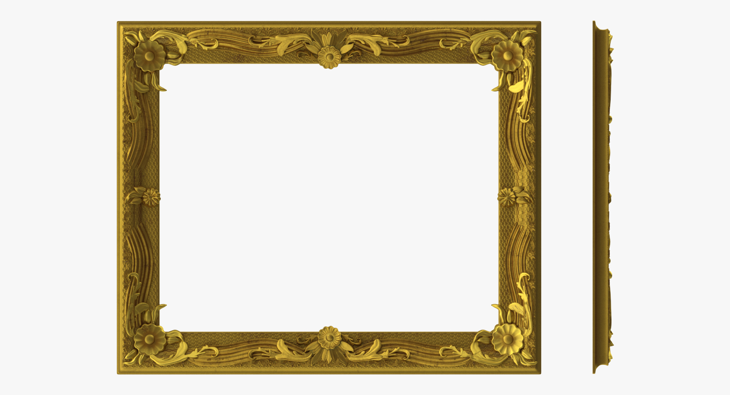 Ornate Vintage Baroque Antique Gold Picture Frame 3D model
