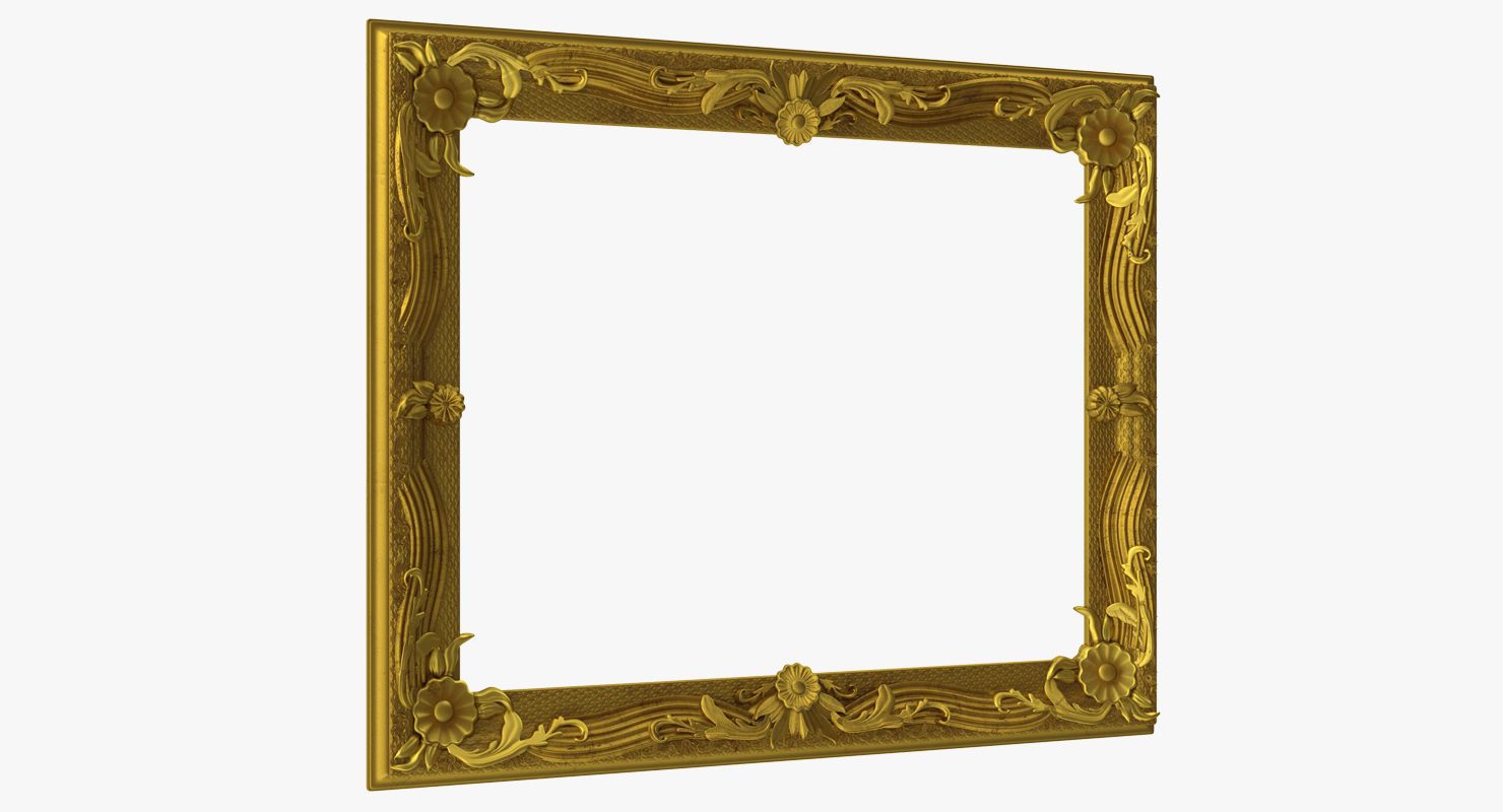 Ornate Vintage Baroque Antique Gold Picture Frame 3D model