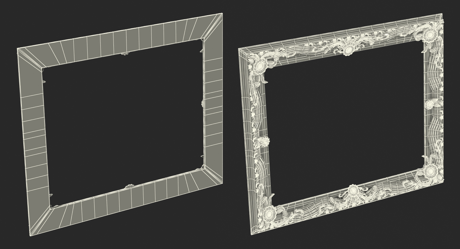 Ornate Vintage Baroque Antique Gold Picture Frame 3D model