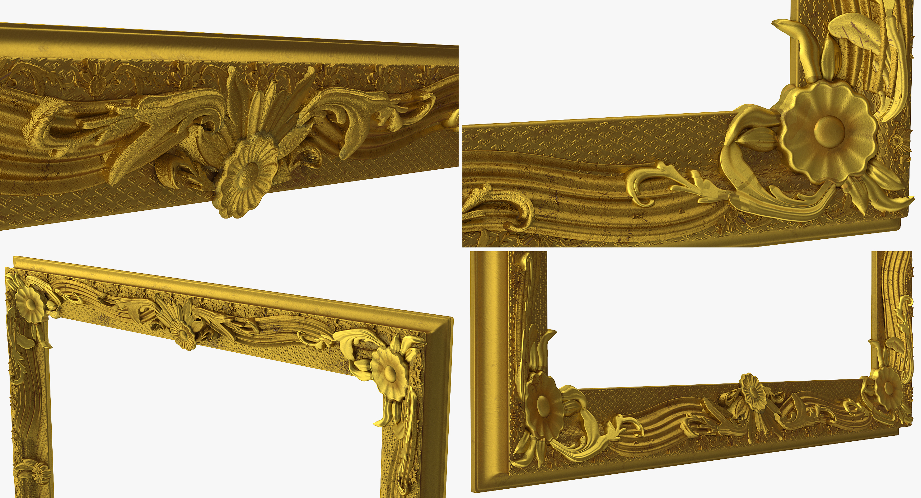 Ornate Vintage Baroque Antique Gold Picture Frame 3D model