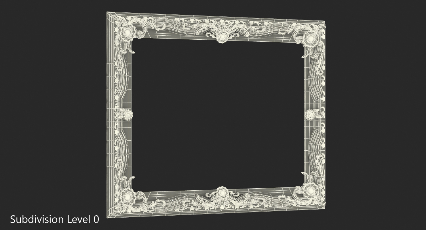 Ornate Vintage Baroque Antique Gold Picture Frame 3D model
