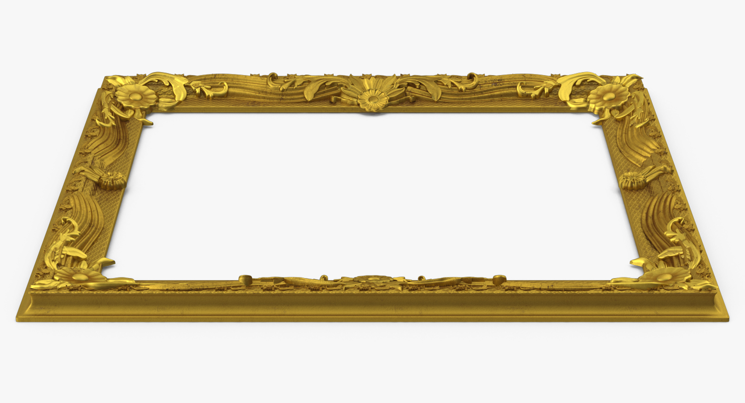 Ornate Vintage Baroque Antique Gold Picture Frame 3D model