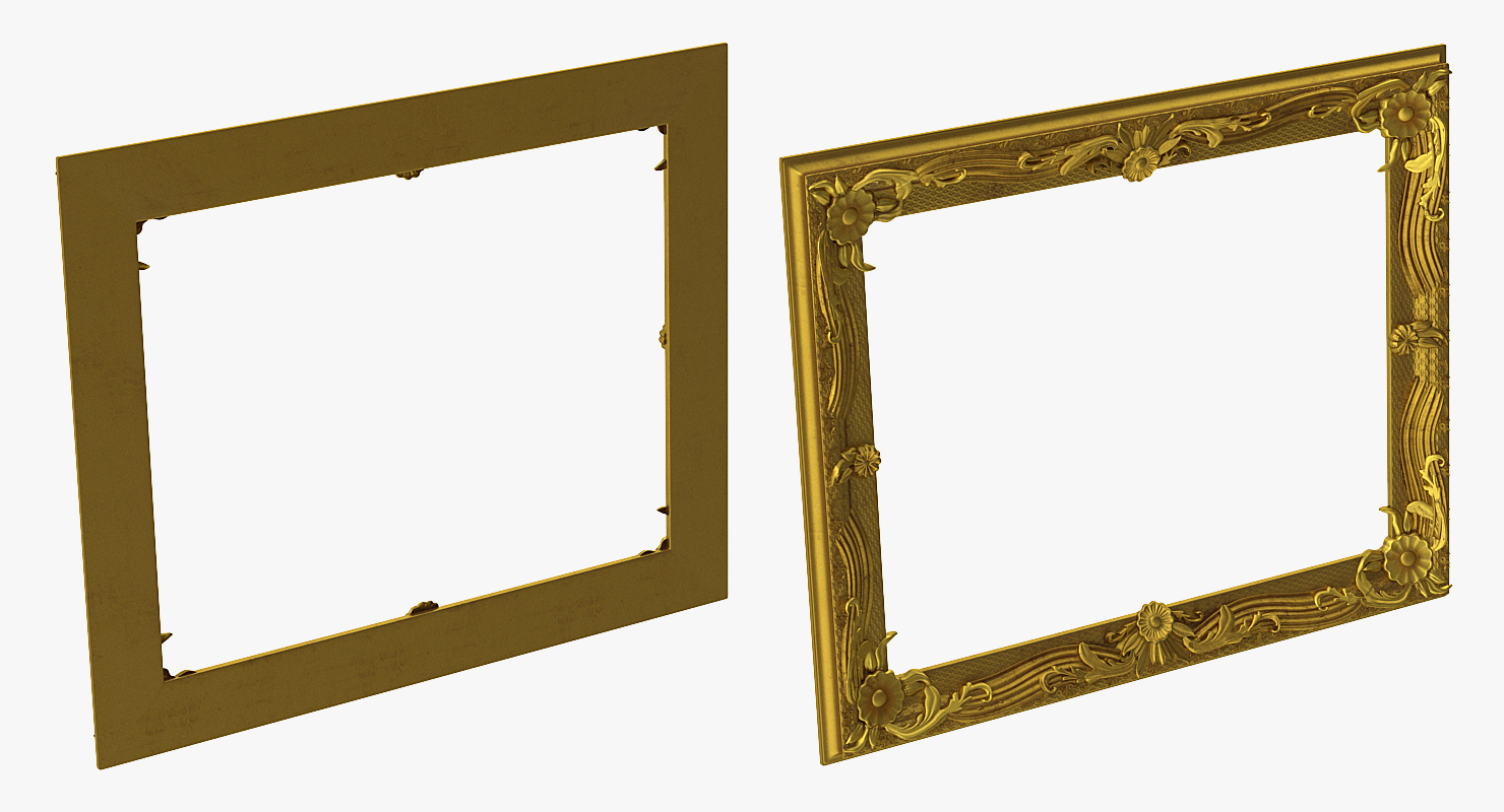 Ornate Vintage Baroque Antique Gold Picture Frame 3D model