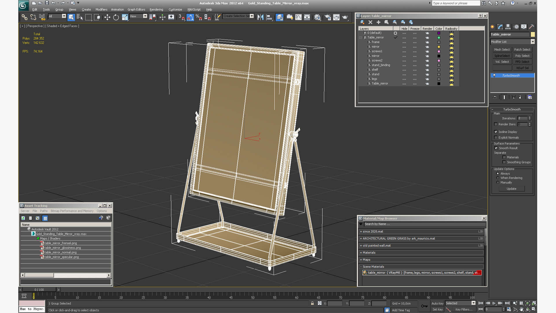 3D Gold Standing Table Mirror