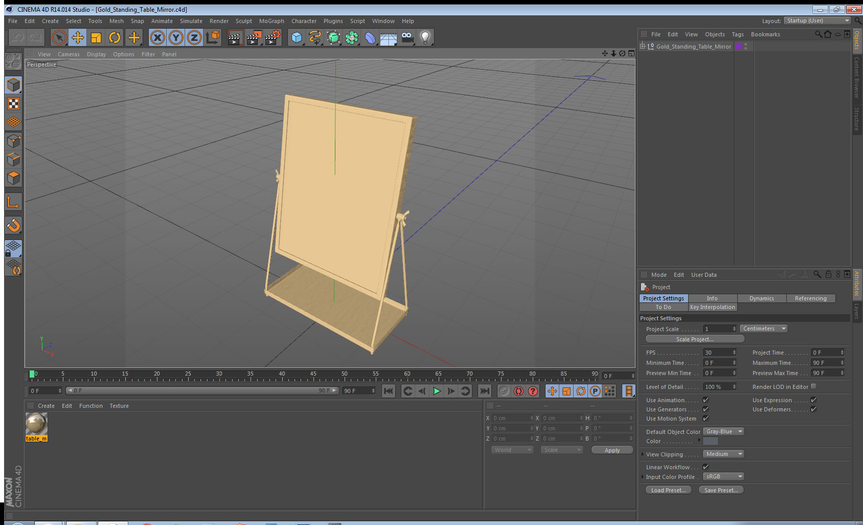 3D Gold Standing Table Mirror