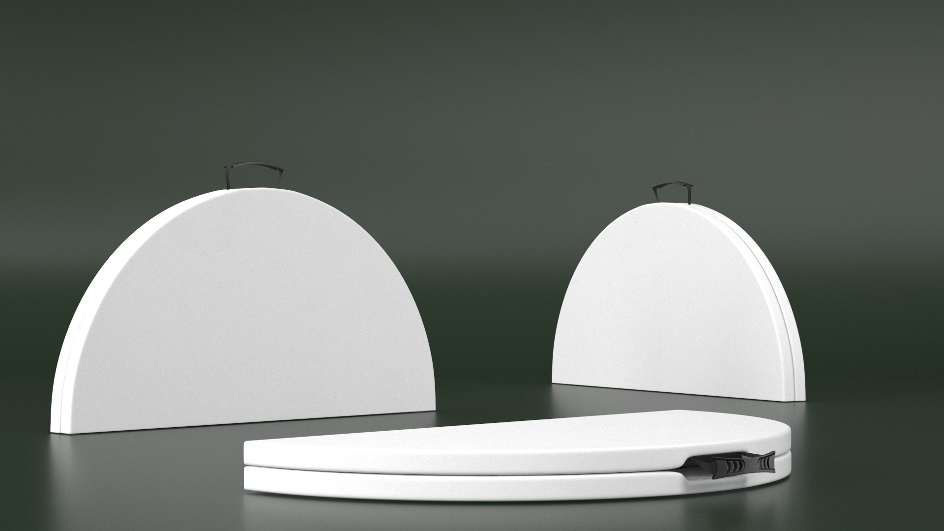 Round Folding Table White Folded 3D