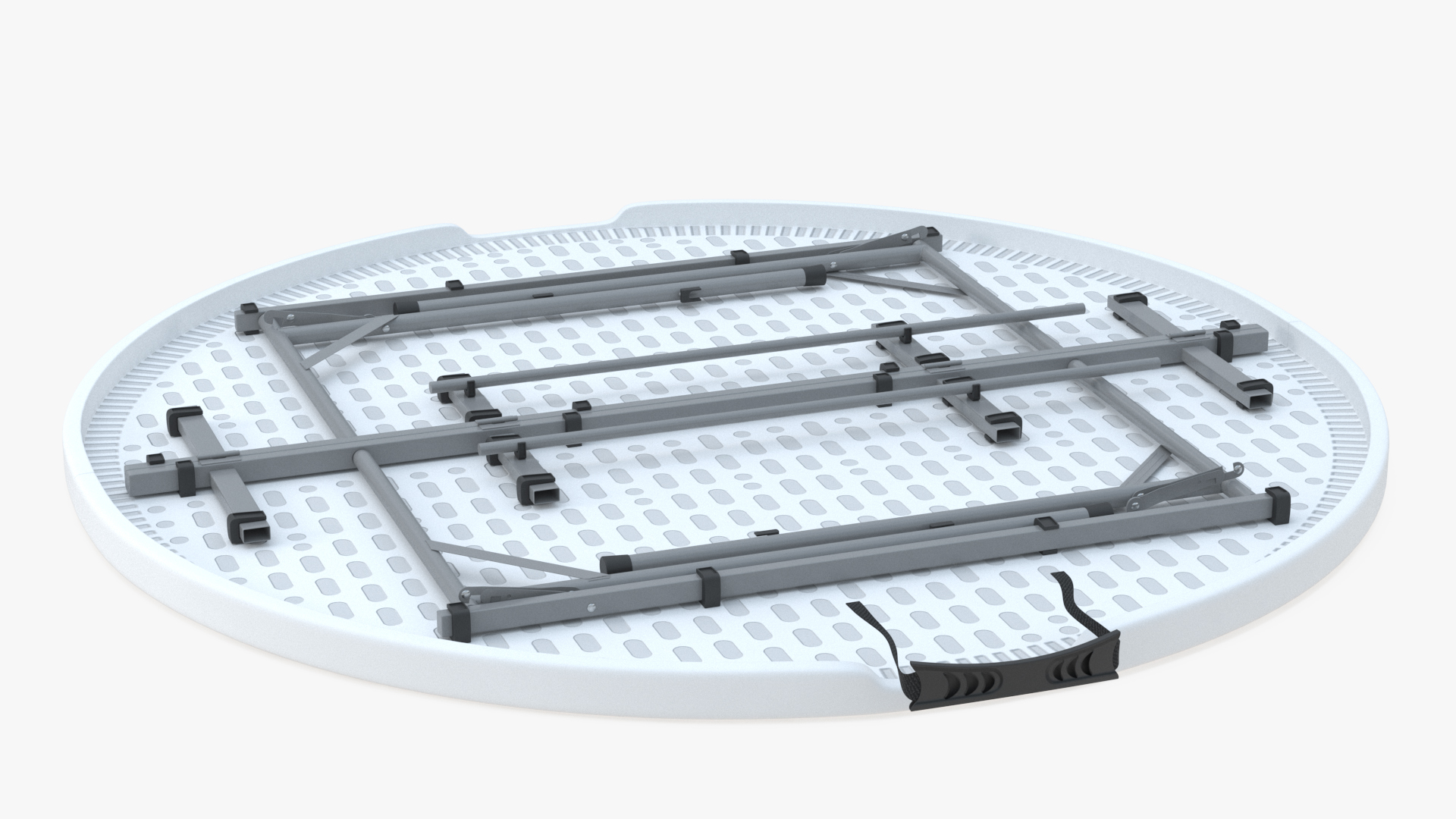Round Folding Table White Folded 3D