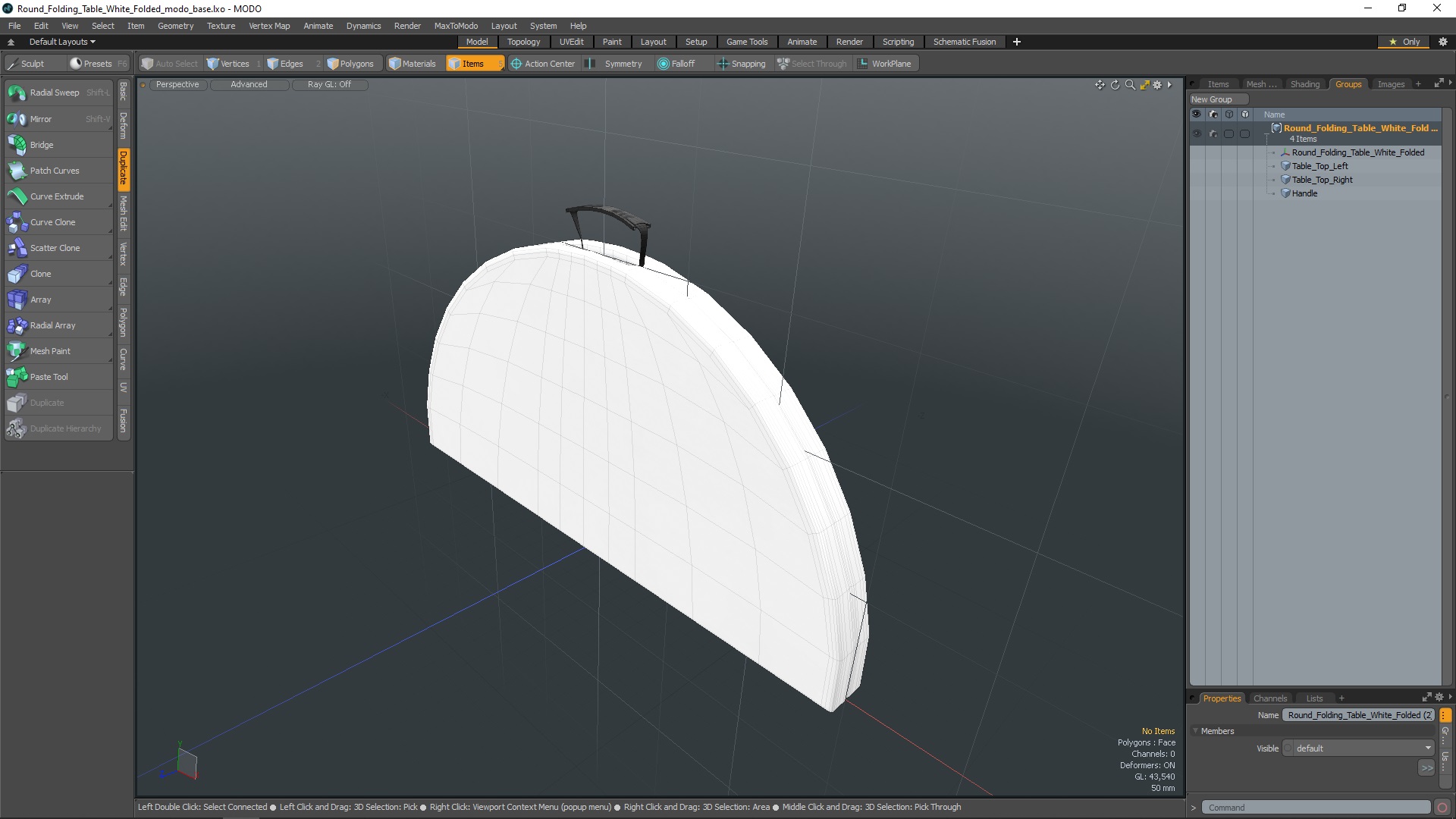 Round Folding Table White Folded 3D