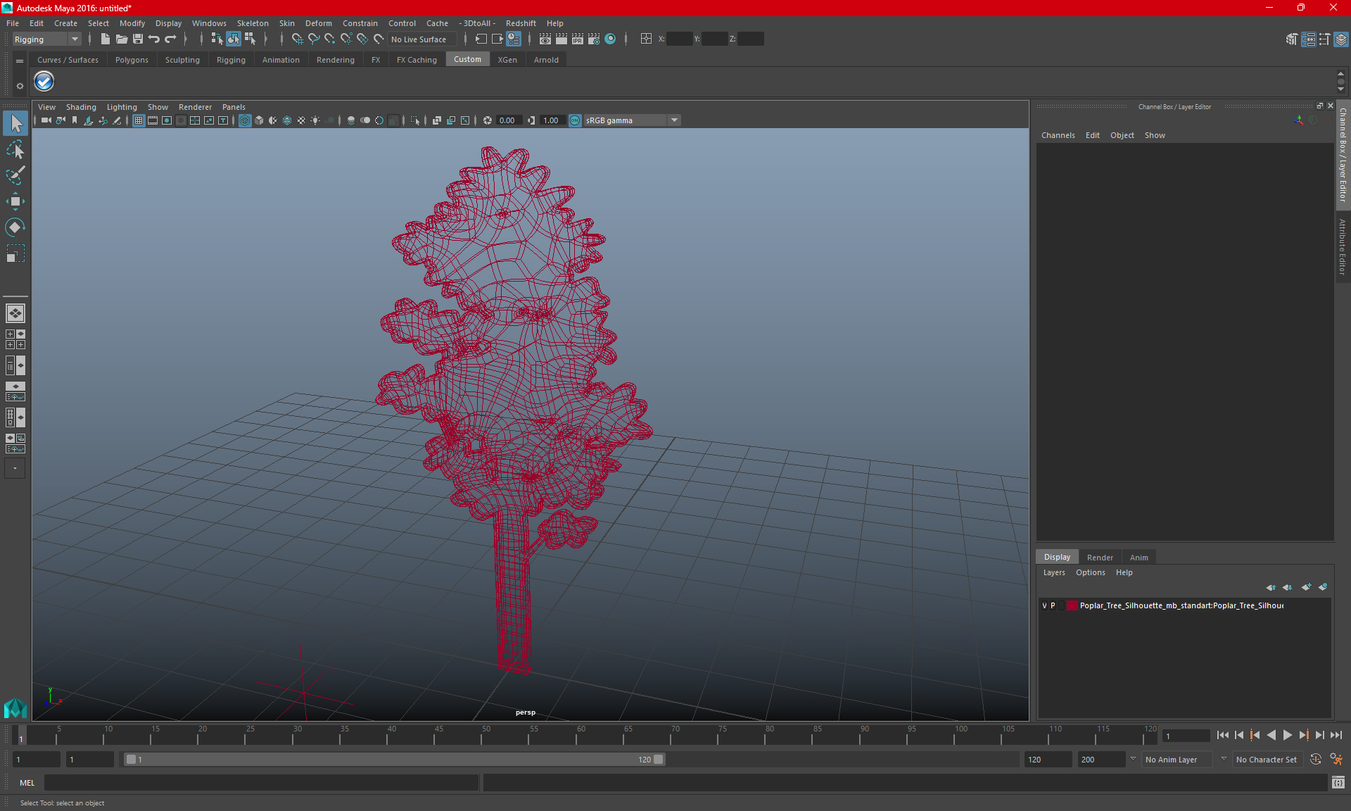 Poplar Tree Silhouette 3D