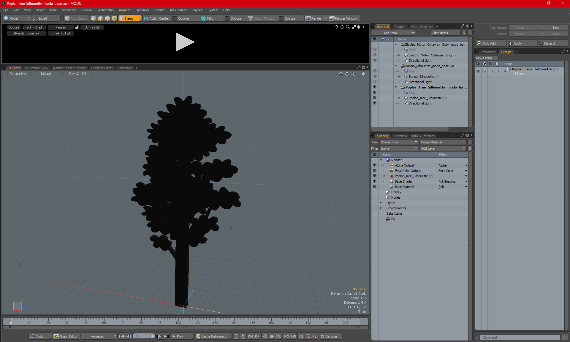 Poplar Tree Silhouette 3D