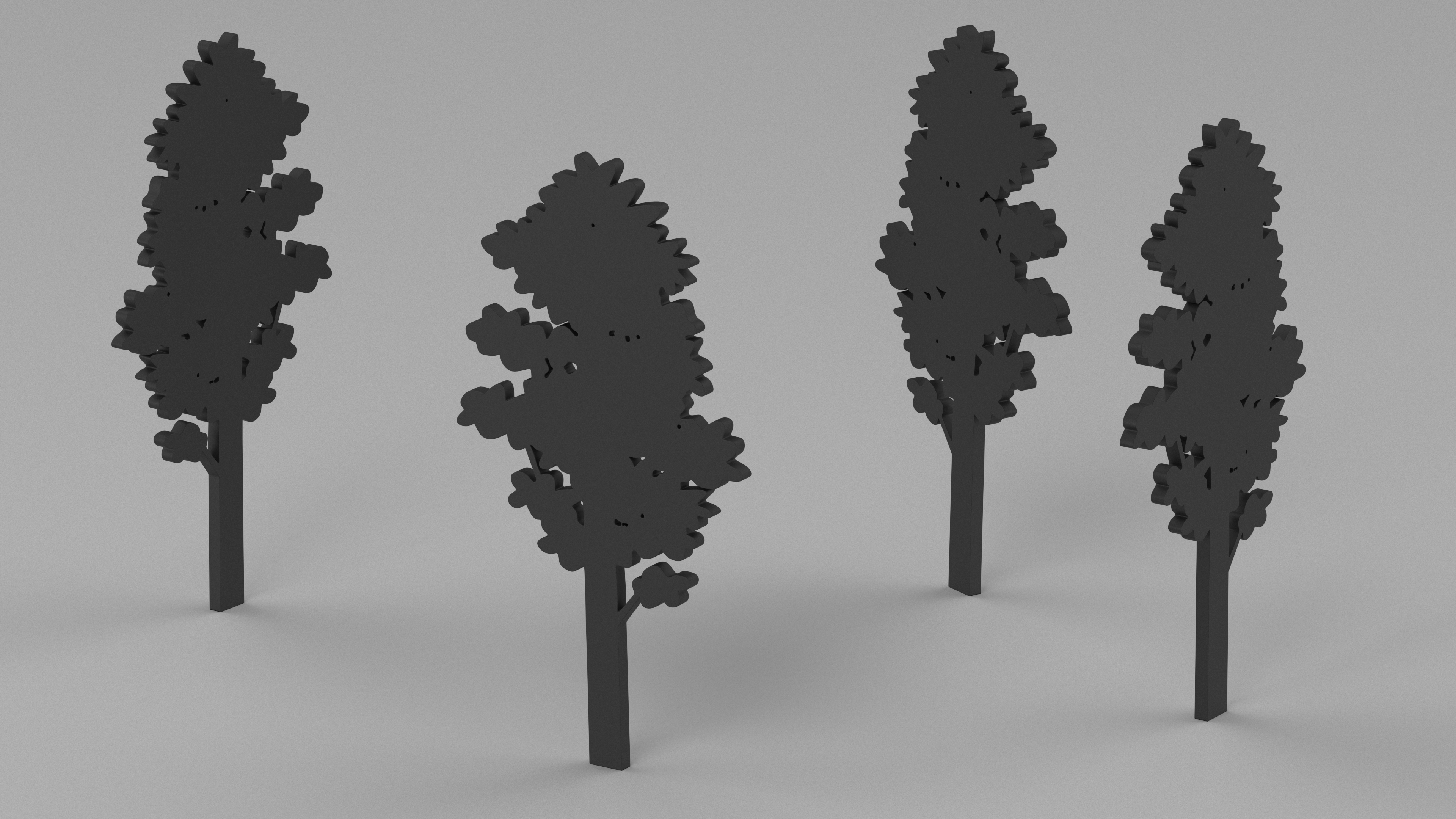 Poplar Tree Silhouette 3D