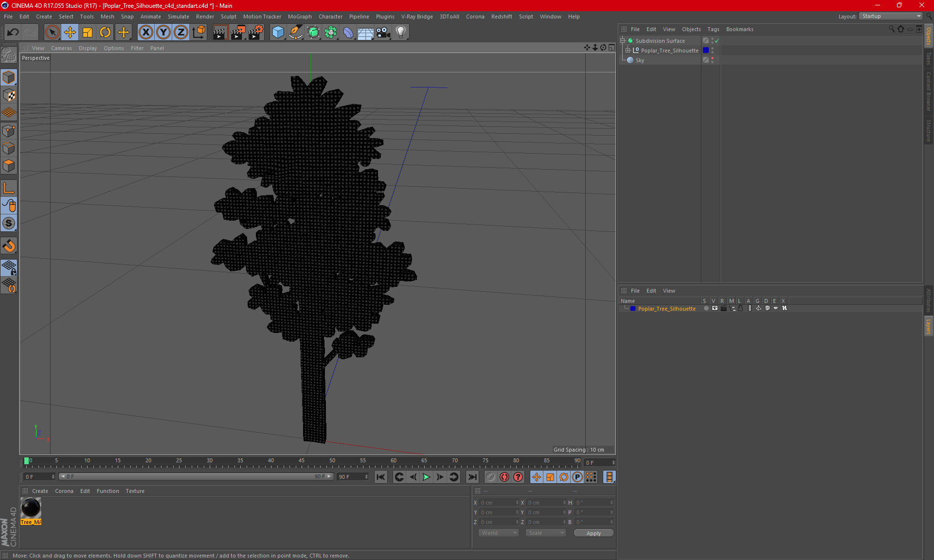 Poplar Tree Silhouette 3D