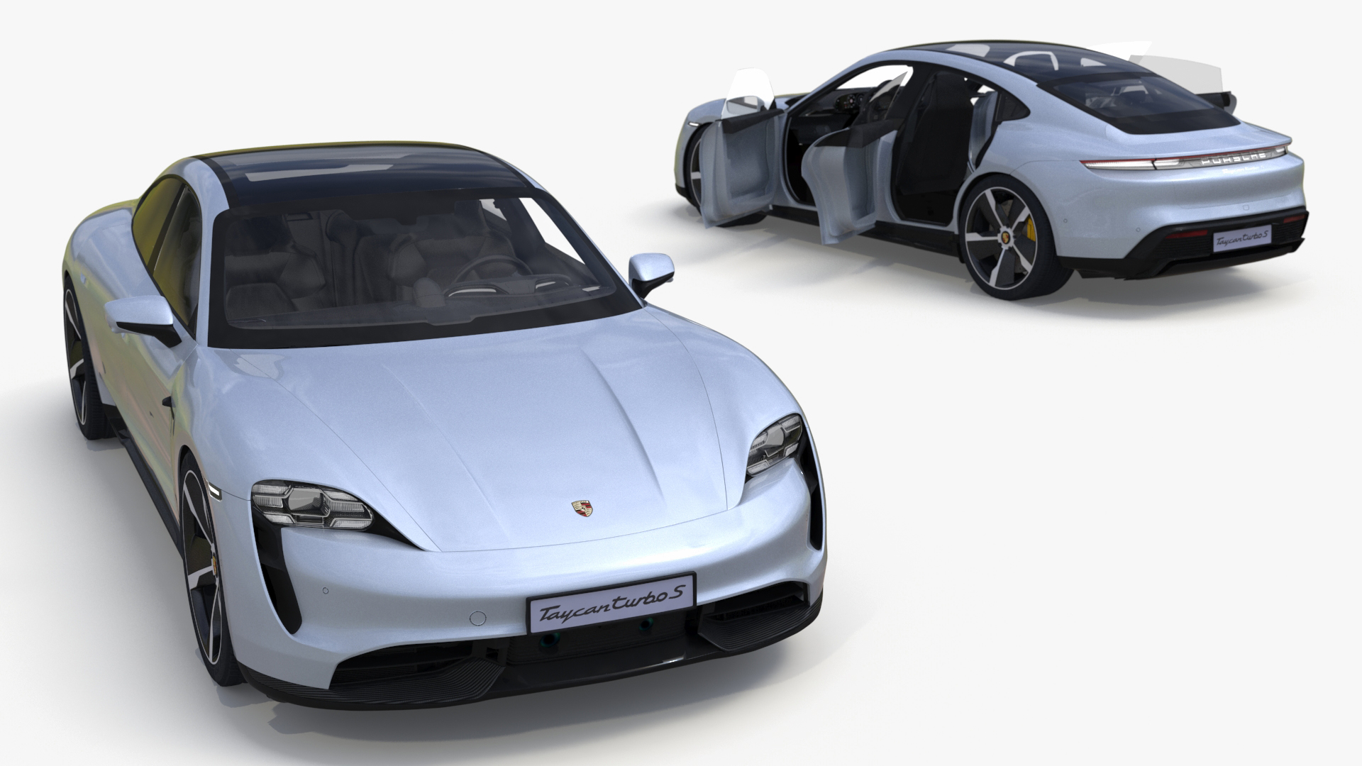 3D model Porsche Taycan Turbo S 2020 Silver Simplified