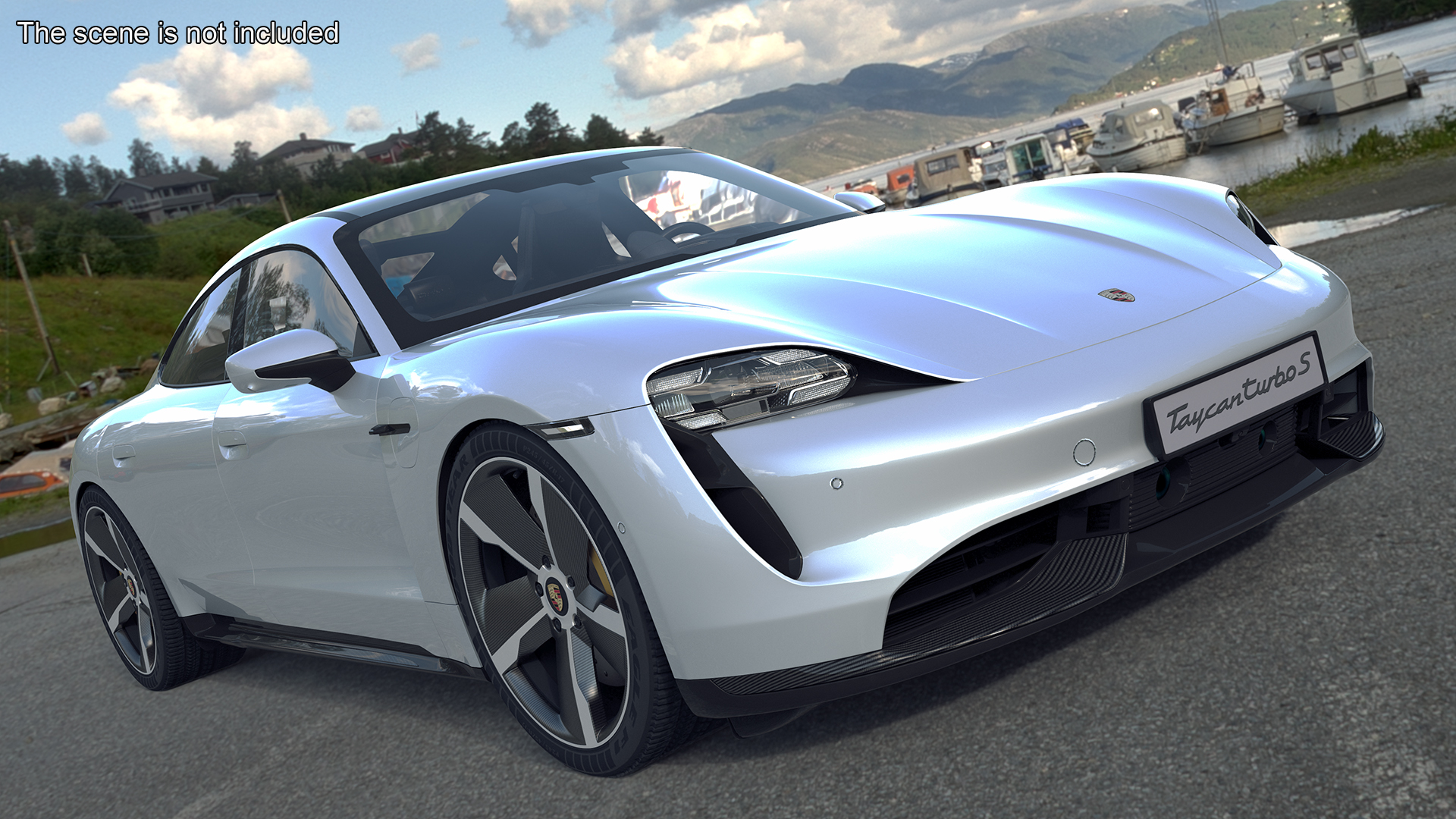 3D model Porsche Taycan Turbo S 2020 Silver Simplified