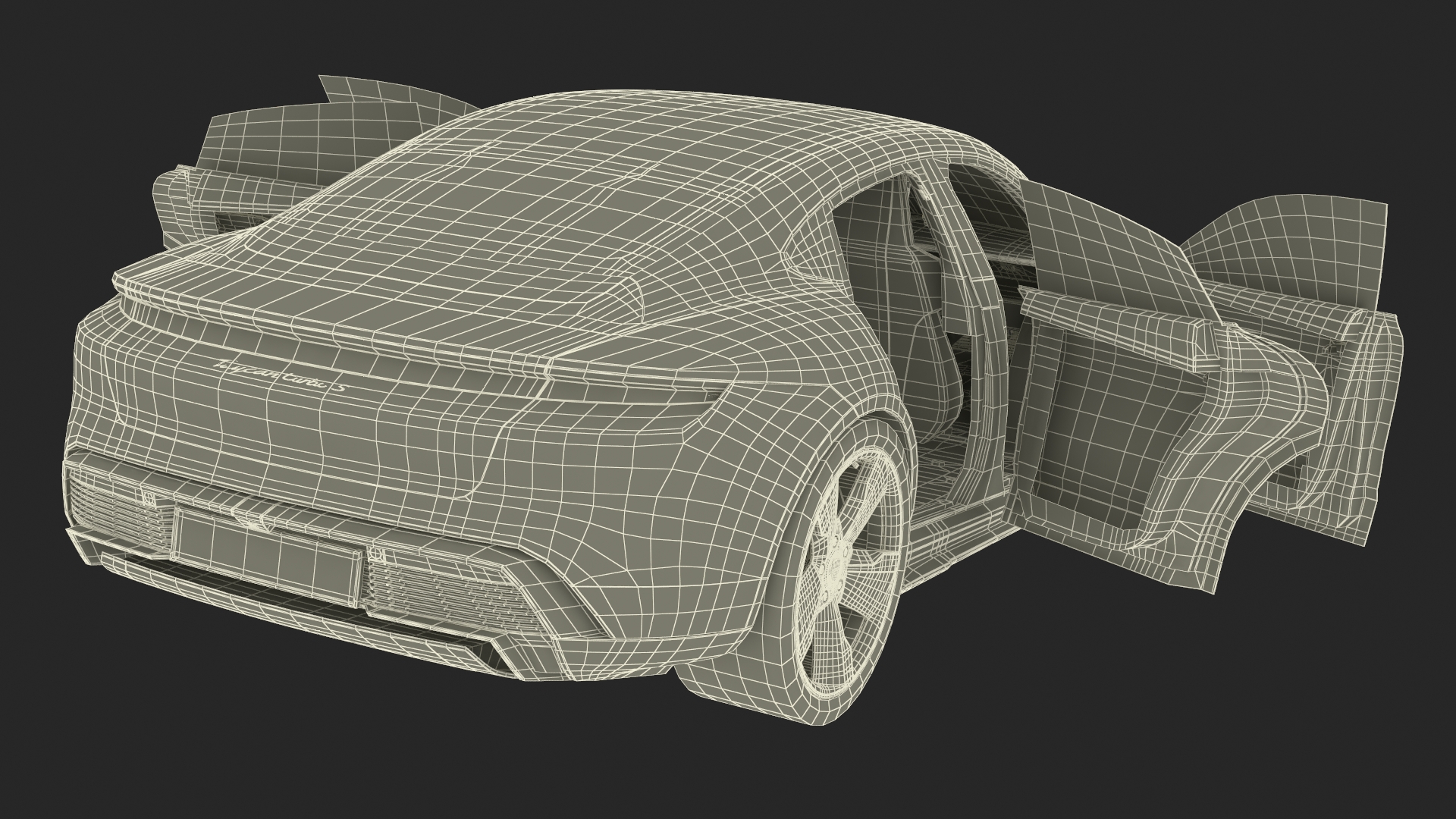 3D model Porsche Taycan Turbo S 2020 Silver Simplified