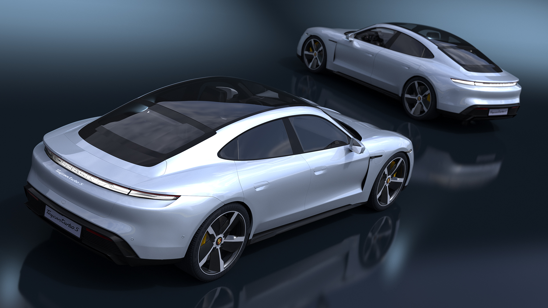 3D model Porsche Taycan Turbo S 2020 Silver Simplified