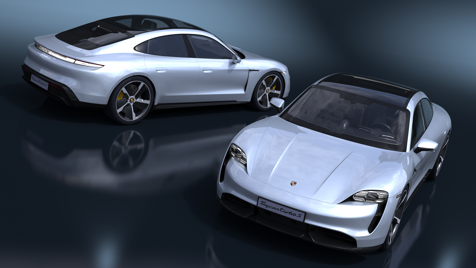 3D model Porsche Taycan Turbo S 2020 Silver Simplified