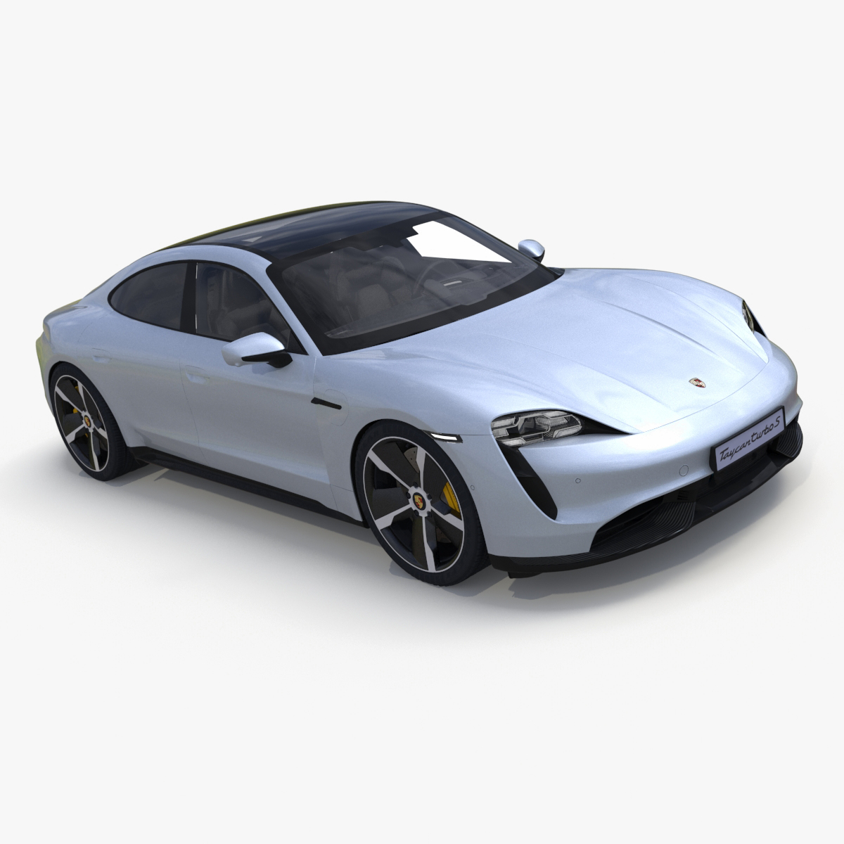 3D model Porsche Taycan Turbo S 2020 Silver Simplified