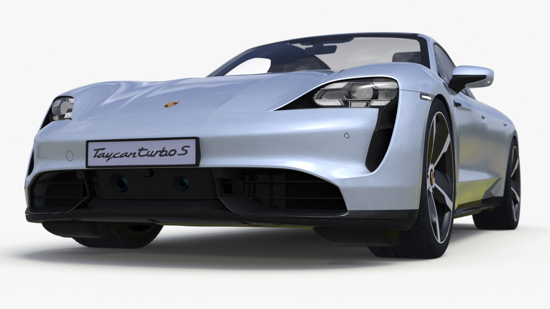 3D model Porsche Taycan Turbo S 2020 Silver Simplified