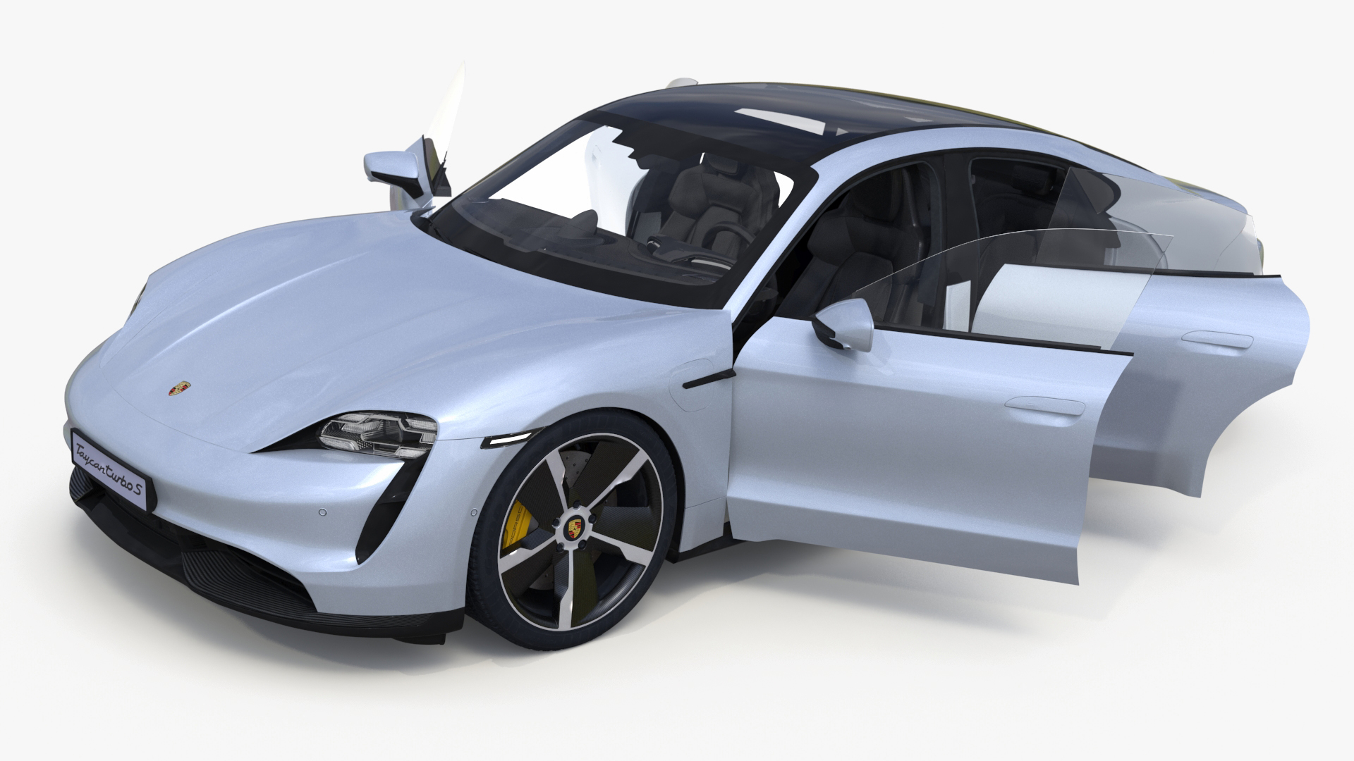 3D model Porsche Taycan Turbo S 2020 Silver Simplified