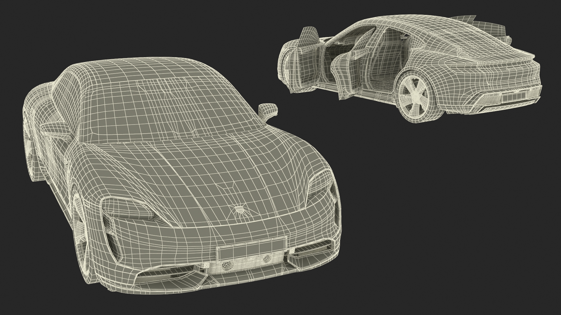 3D model Porsche Taycan Turbo S 2020 Silver Simplified