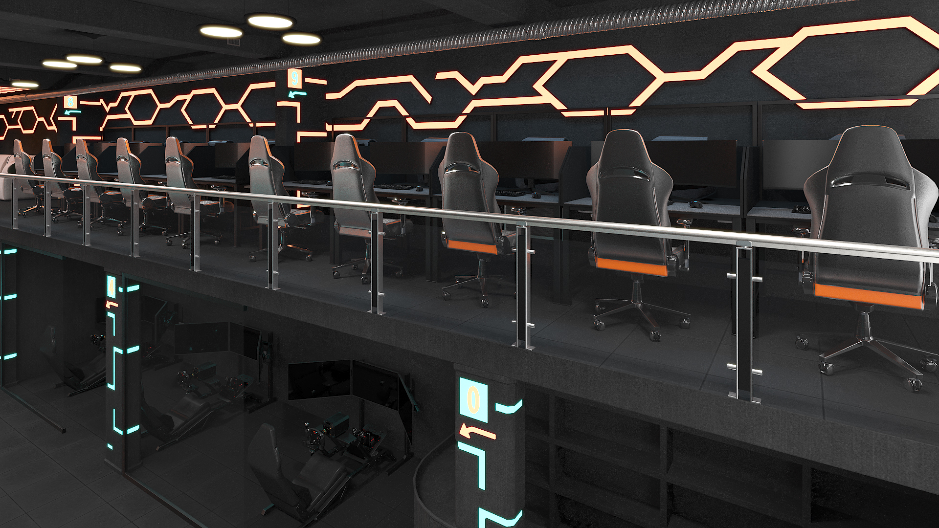 Esports Arena with Gaming Workstations Interior, view 3