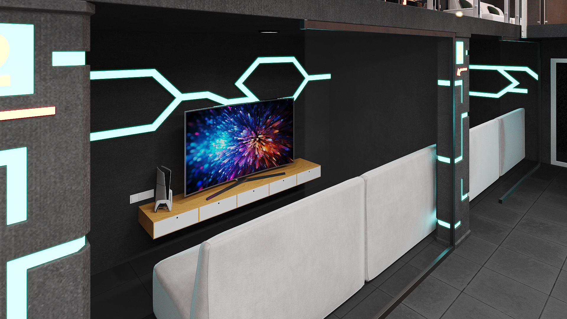 Esports Arena with Gaming Workstations Interior, view 7
