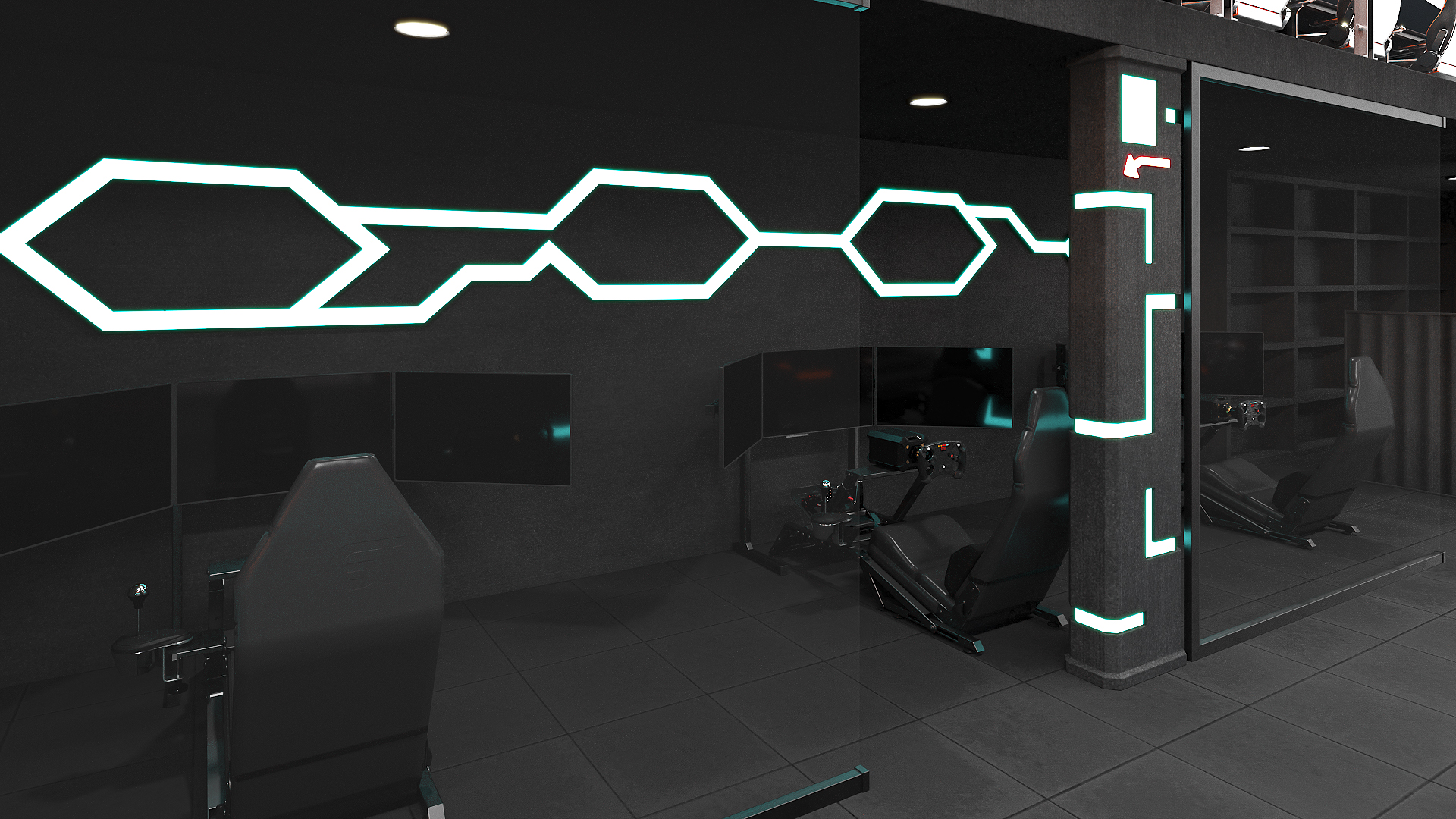 Esports Arena with Gaming Workstations Interior, view 6
