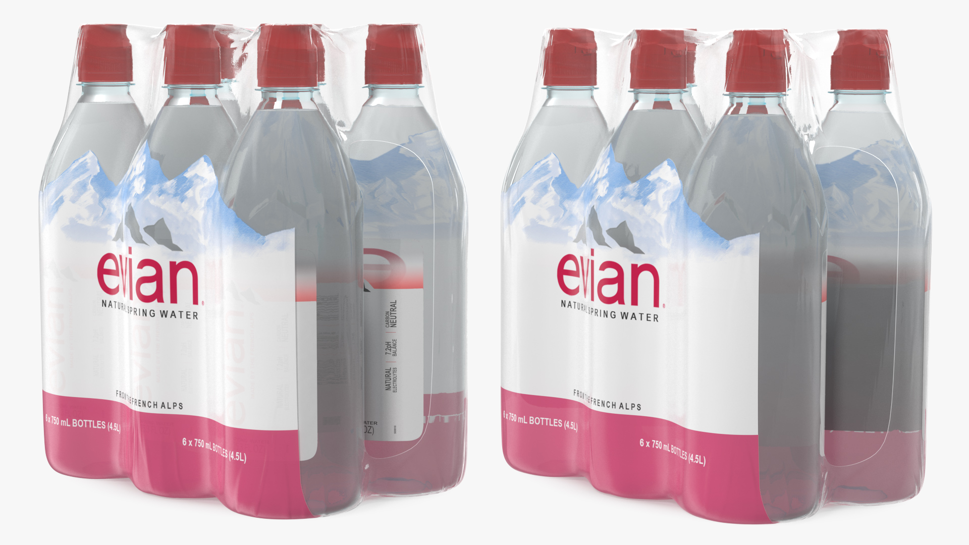 Evian Mineral Water 750ml 6 Bottle Pack 3D model
