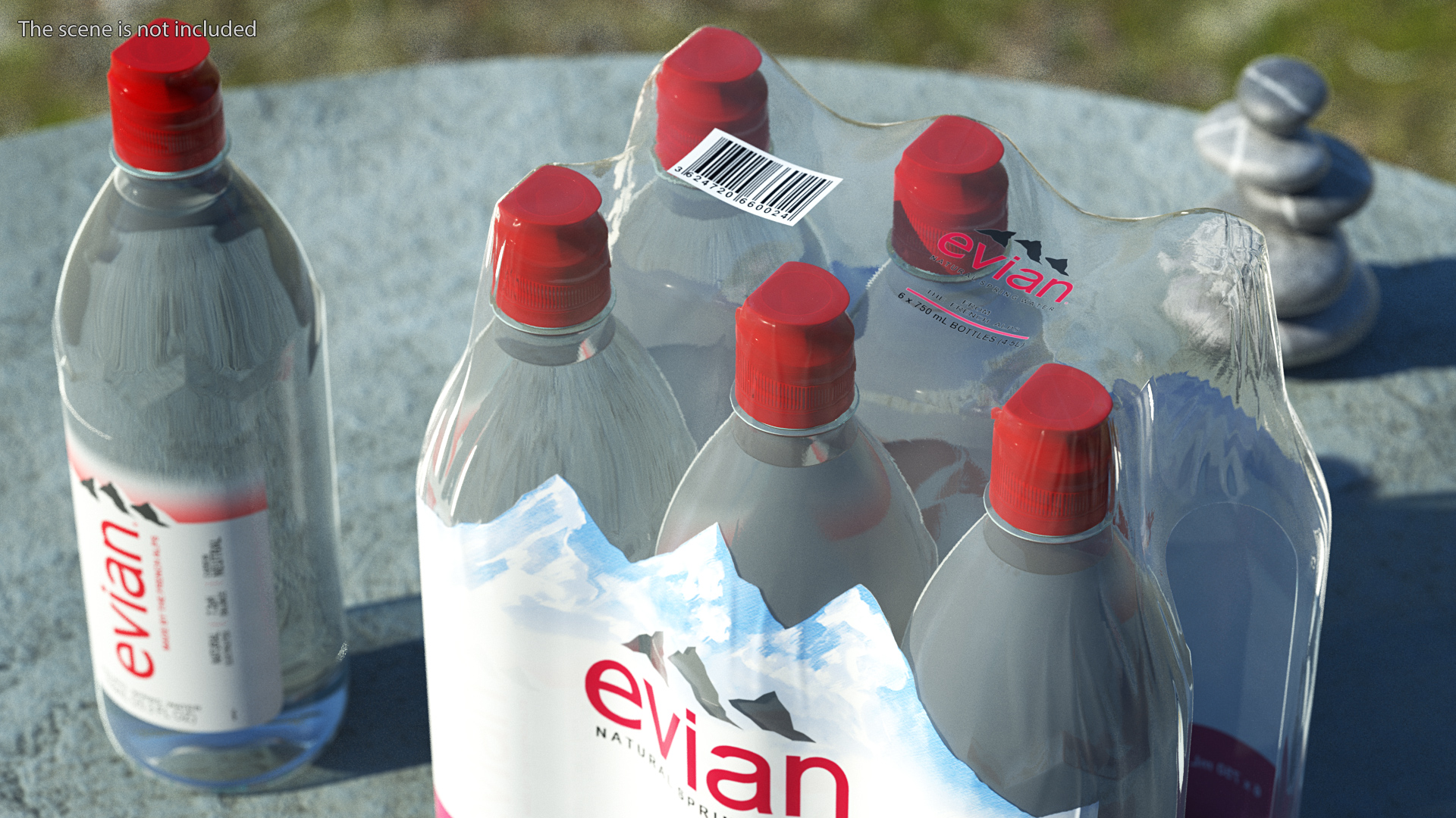 Evian Mineral Water 750ml 6 Bottle Pack 3D model