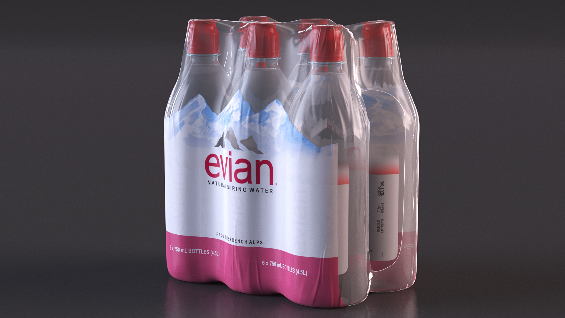Evian Mineral Water 750ml 6 Bottle Pack 3D model