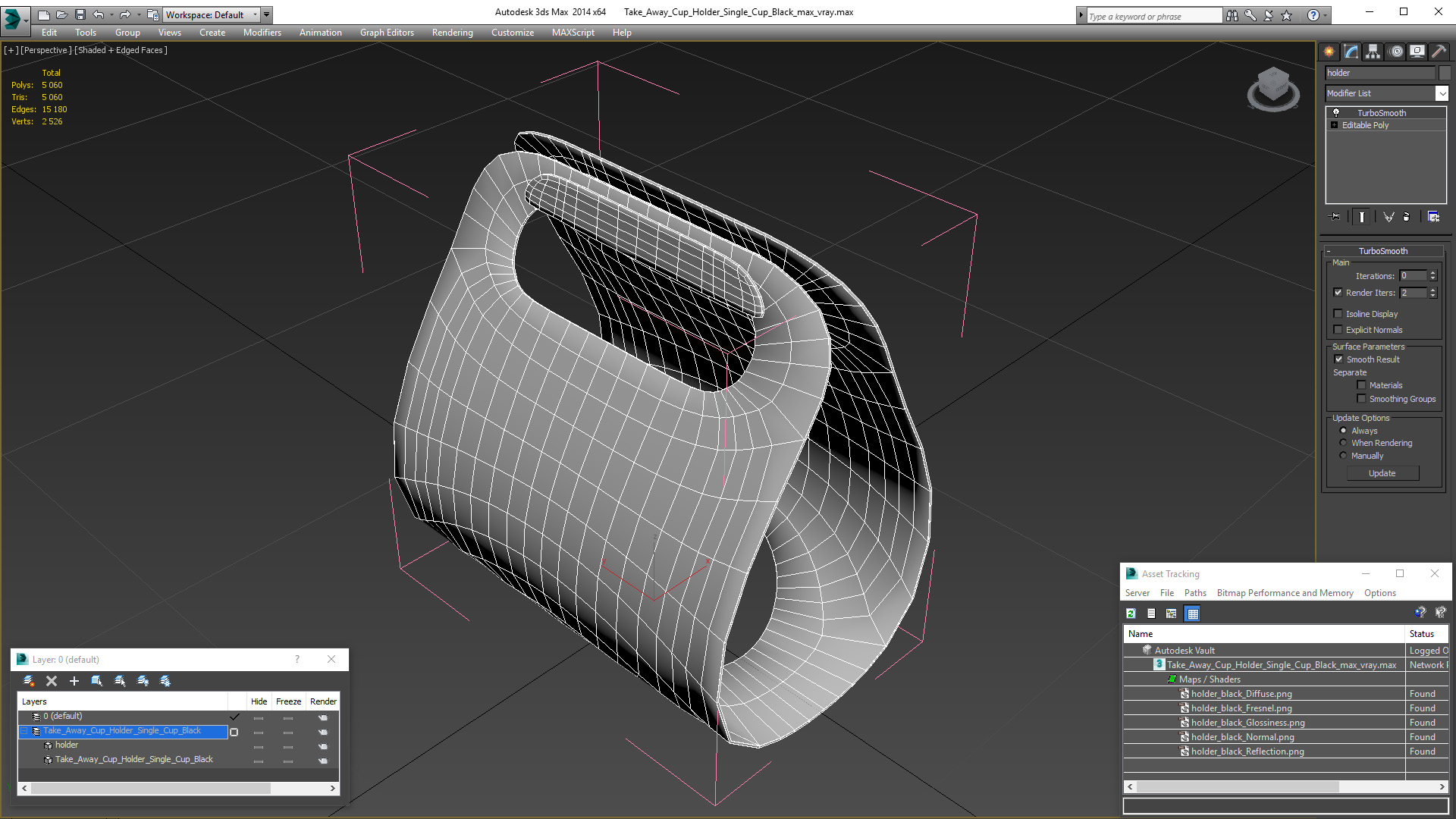 Take Away Cup Holder Single Cup Black 3D