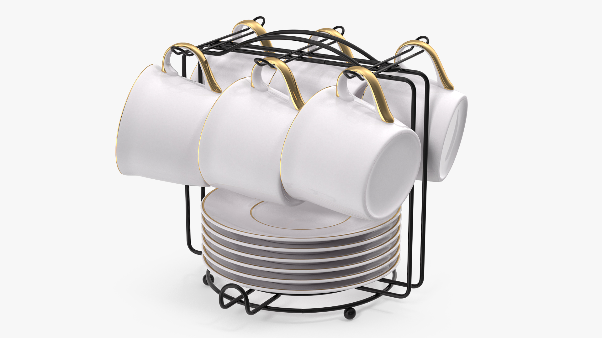 Stainless Steel Coffee Cup Holder Set 3D
