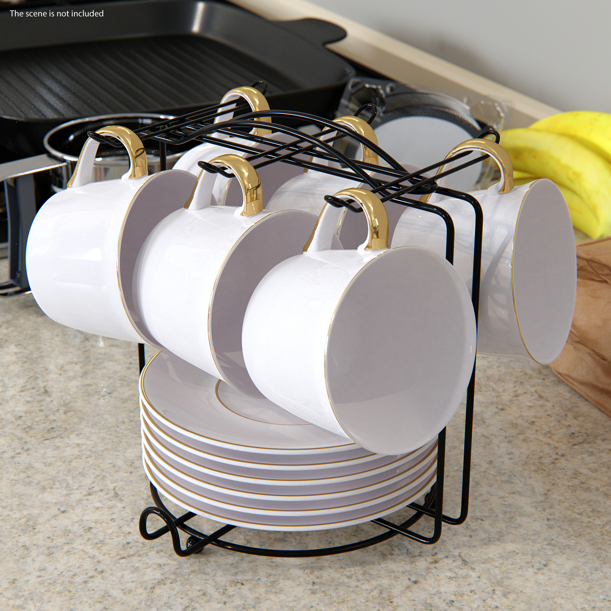 Stainless Steel Coffee Cup Holder Set 3D