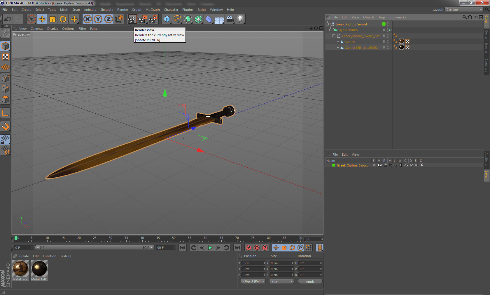 3D Greek Xiphos Sword model