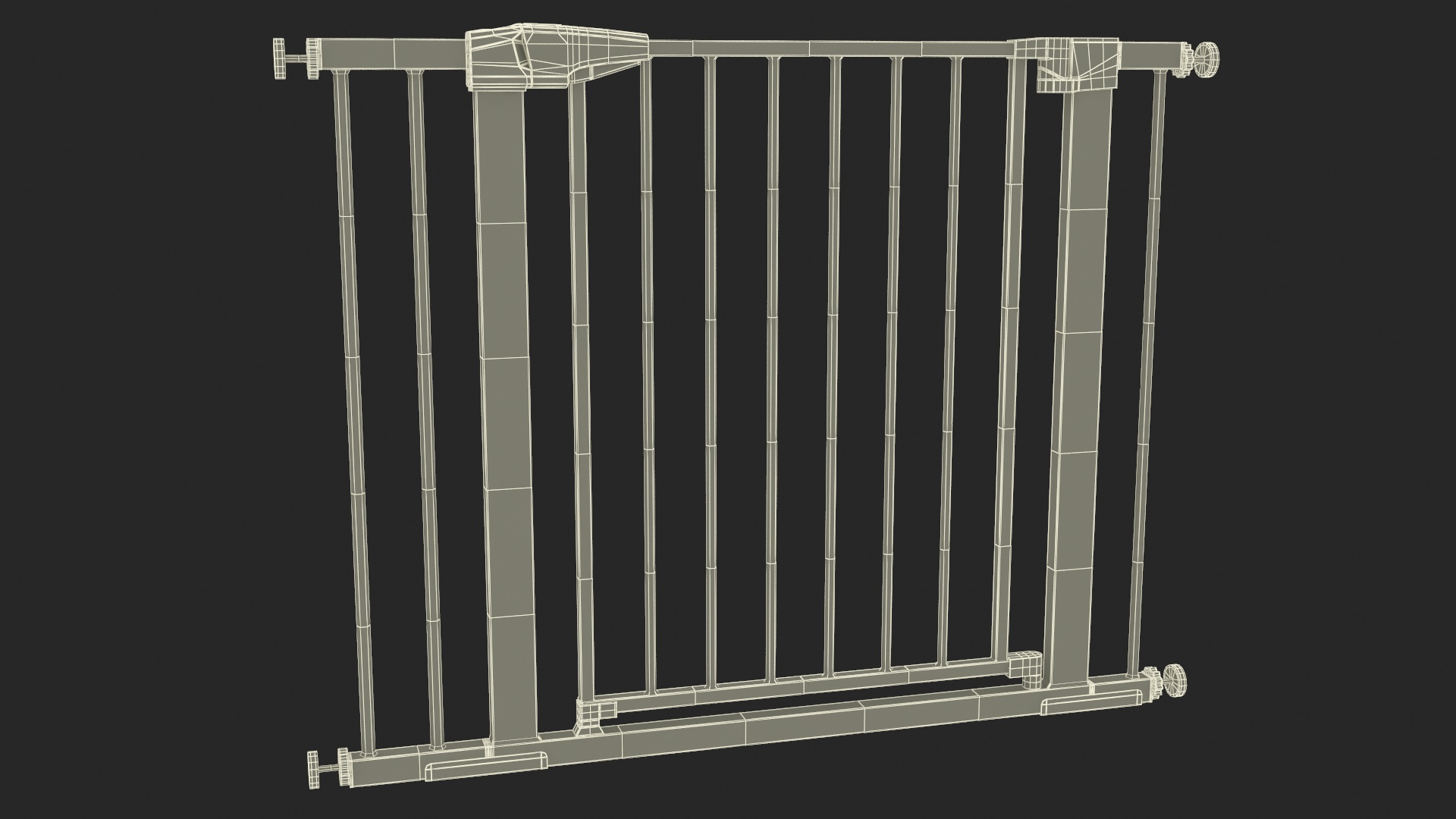 Metal Baby Gate with White Plastic Pattern 3D
