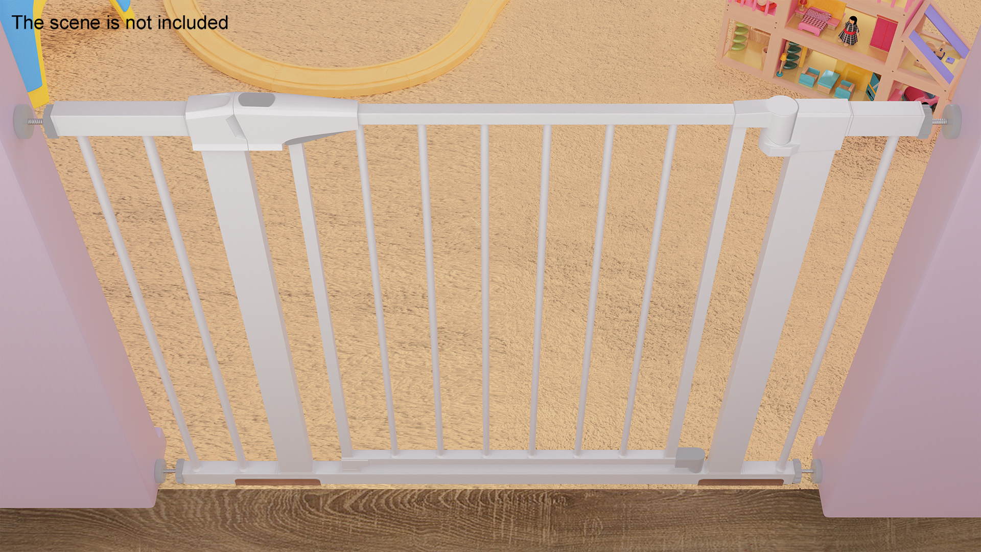 Metal Baby Gate with White Plastic Pattern 3D