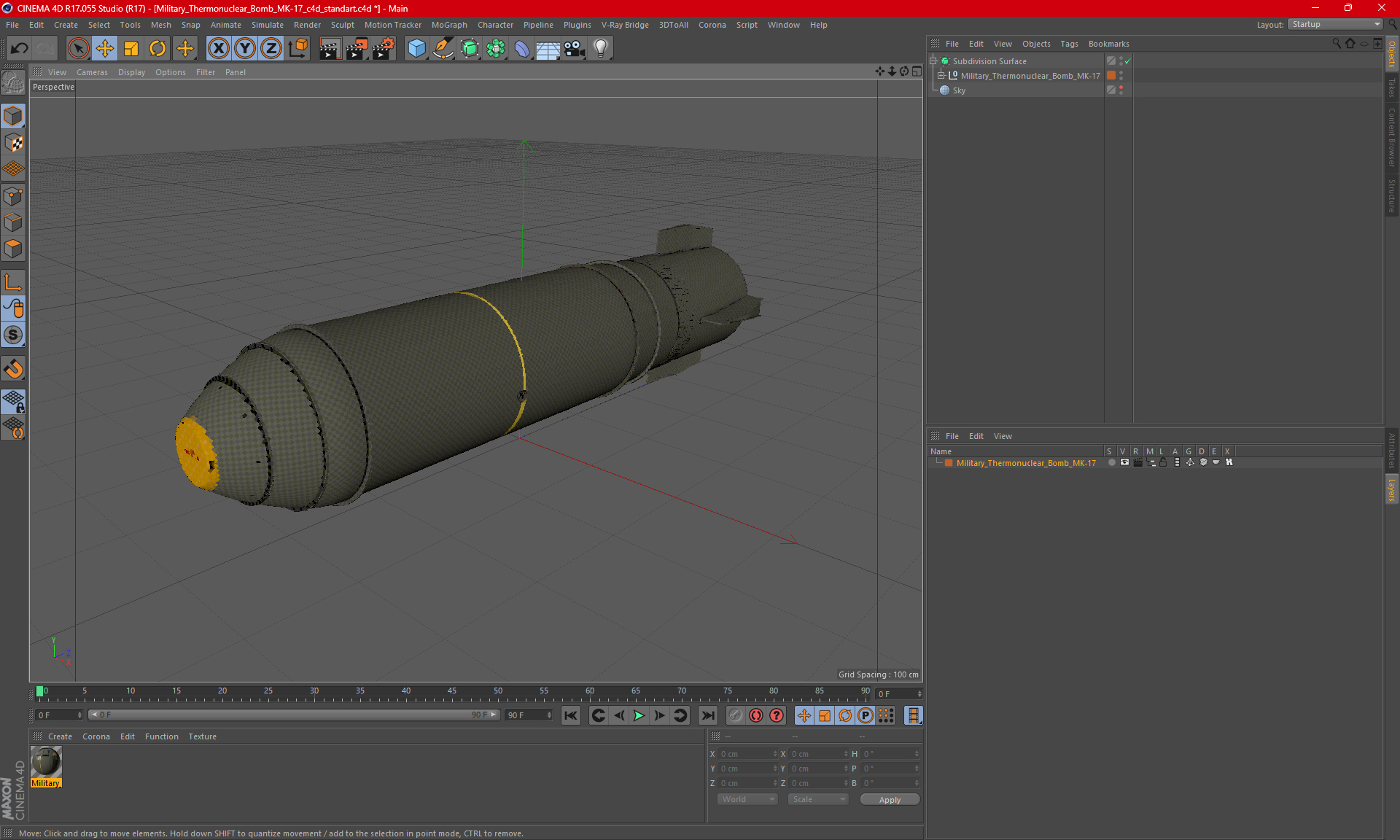 3D Military Thermonuclear Bomb MK-17 model