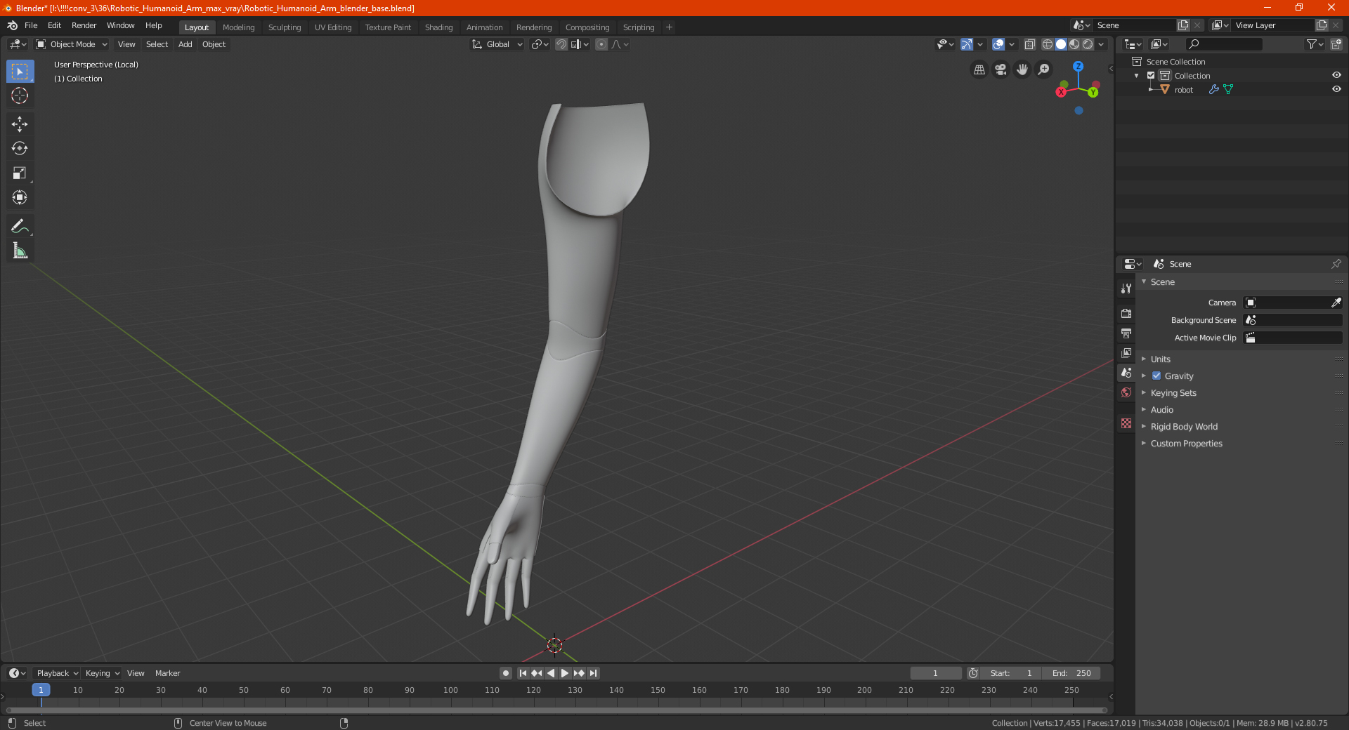 3D model Robotic Humanoid Arm