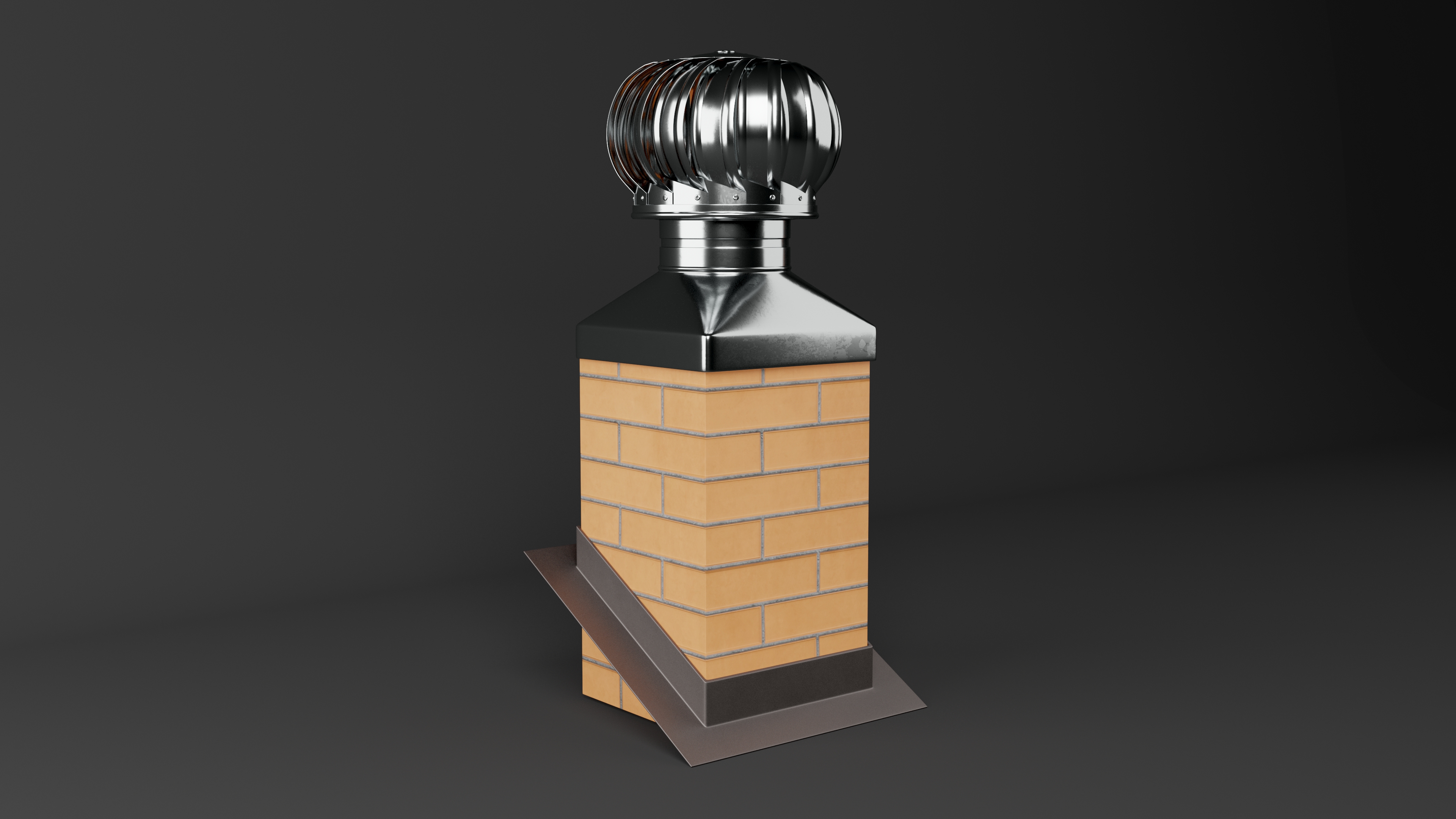 Masonry Chimney with Spherical Cowl Corner Base 3D
