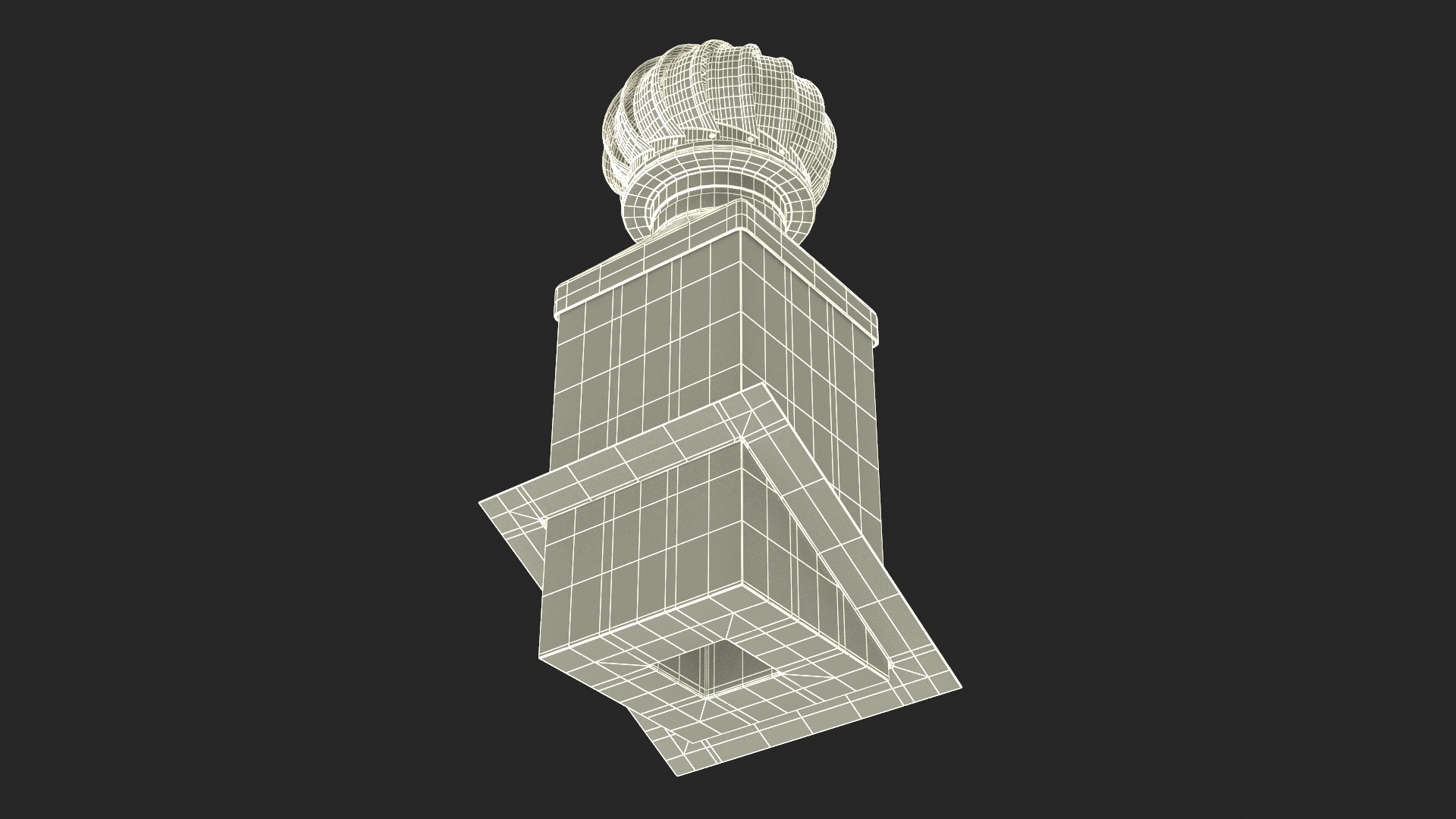 Masonry Chimney with Spherical Cowl Corner Base 3D